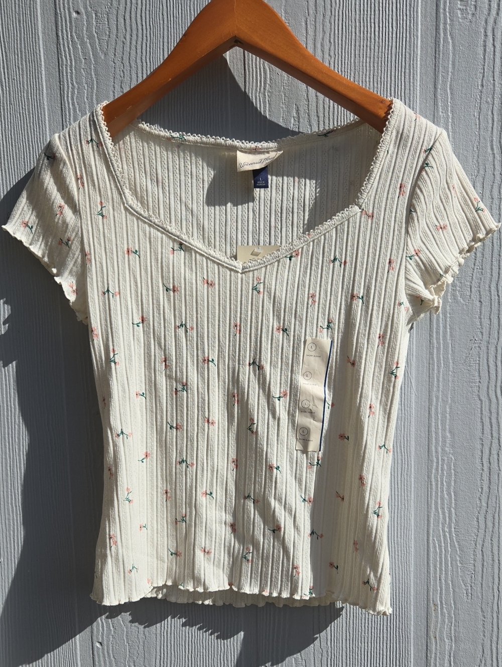 UNIVERSAL THREAD | Women's Slim Fit Short Sleeve Pointelle Sweetheart Neck Top